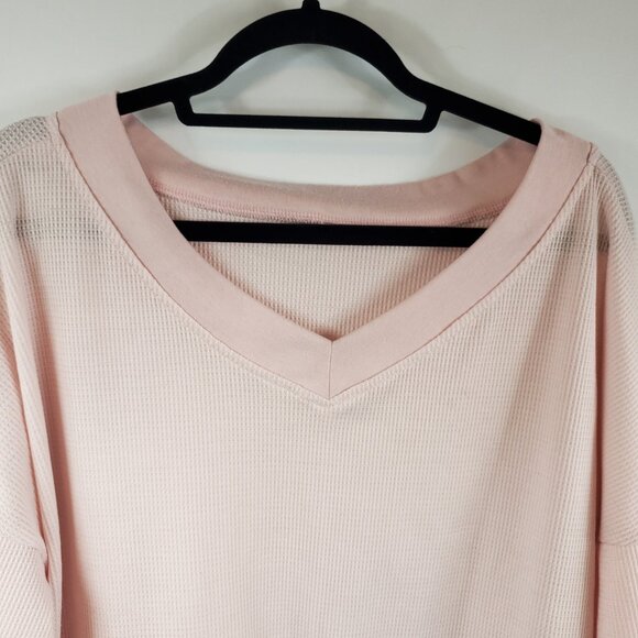 Womens Light Pink Lng Slv Wide V Neck Thermal Insulation Sweater Sz 2XL - Picture 3 of 10